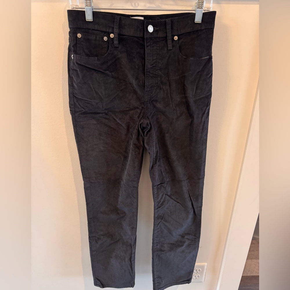 J.Crew Vintage Slim Straight velvet pants size 27 black NWOT